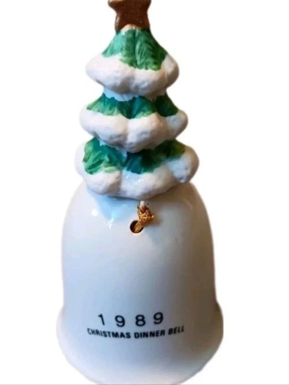 1989 Christmas Dinner Bell, Vintage 80s Holiday Retro Winter Home Decor Small